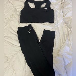 Gymshark Black Sports Bra and Leggings Seamless Set Size Large